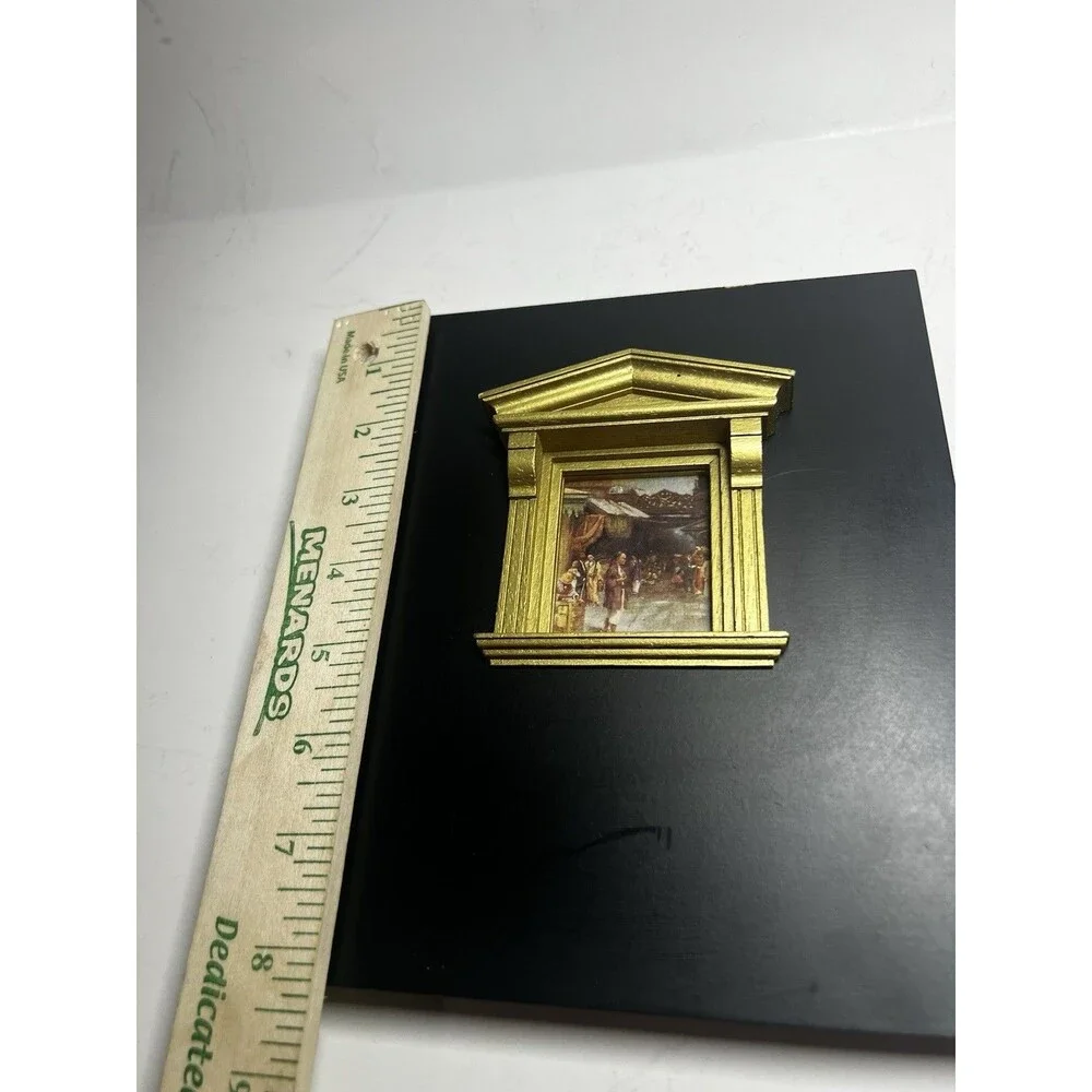 1994 Amerigo by Lasercraft Miniature Painting Gold Architectural Frame 8x6,5”